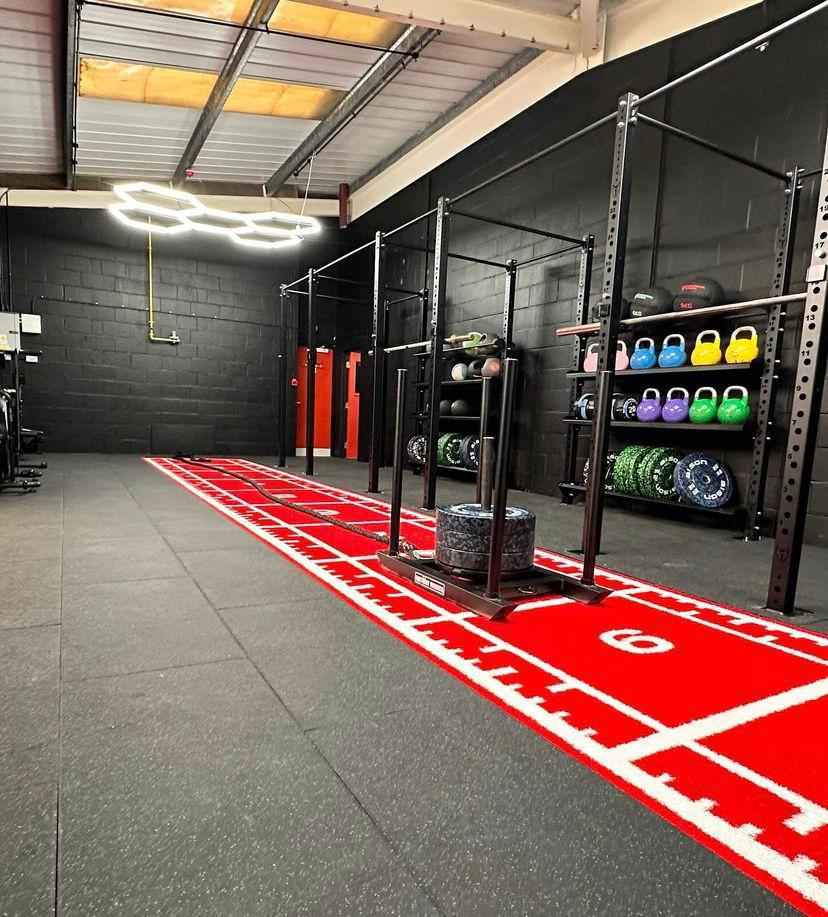 10m x 1.5m Sprint Track (Full Line Markings) – Red, Sprint & Sled Tracks - Gym Gear