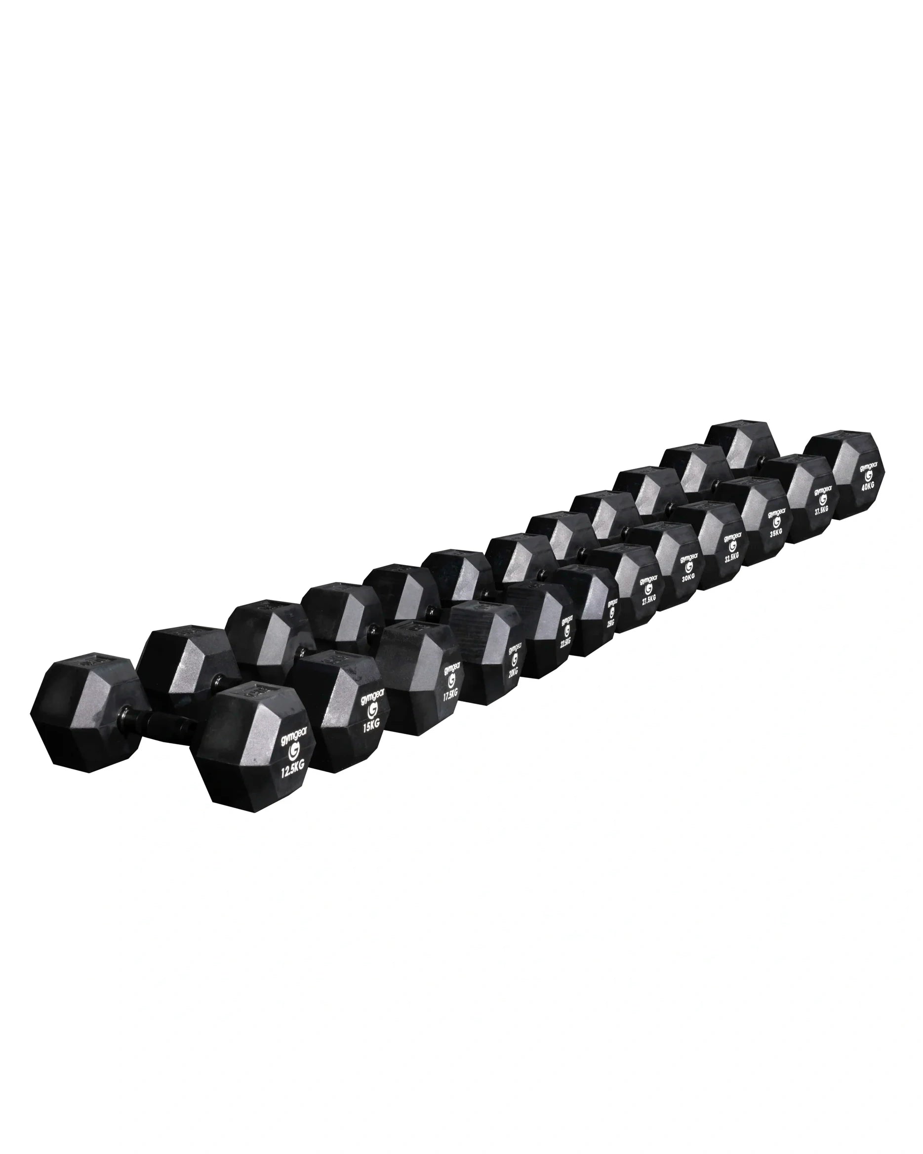 Rubber Hex Dumbbells (Black Handles)