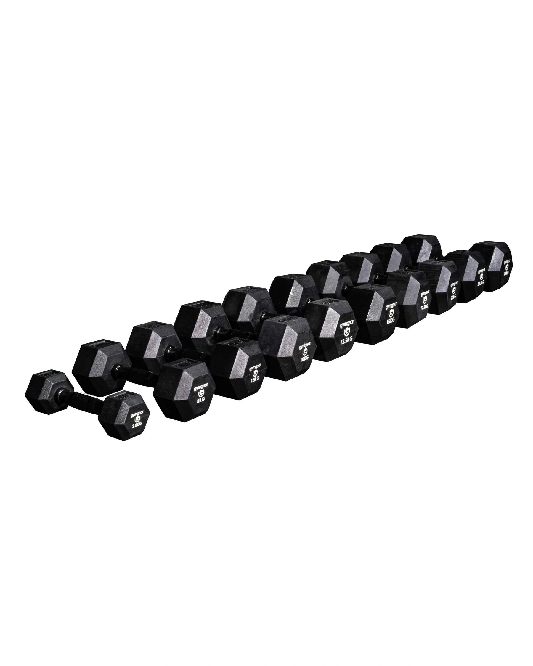 Rubber Hex Dumbbells (Black Handles)