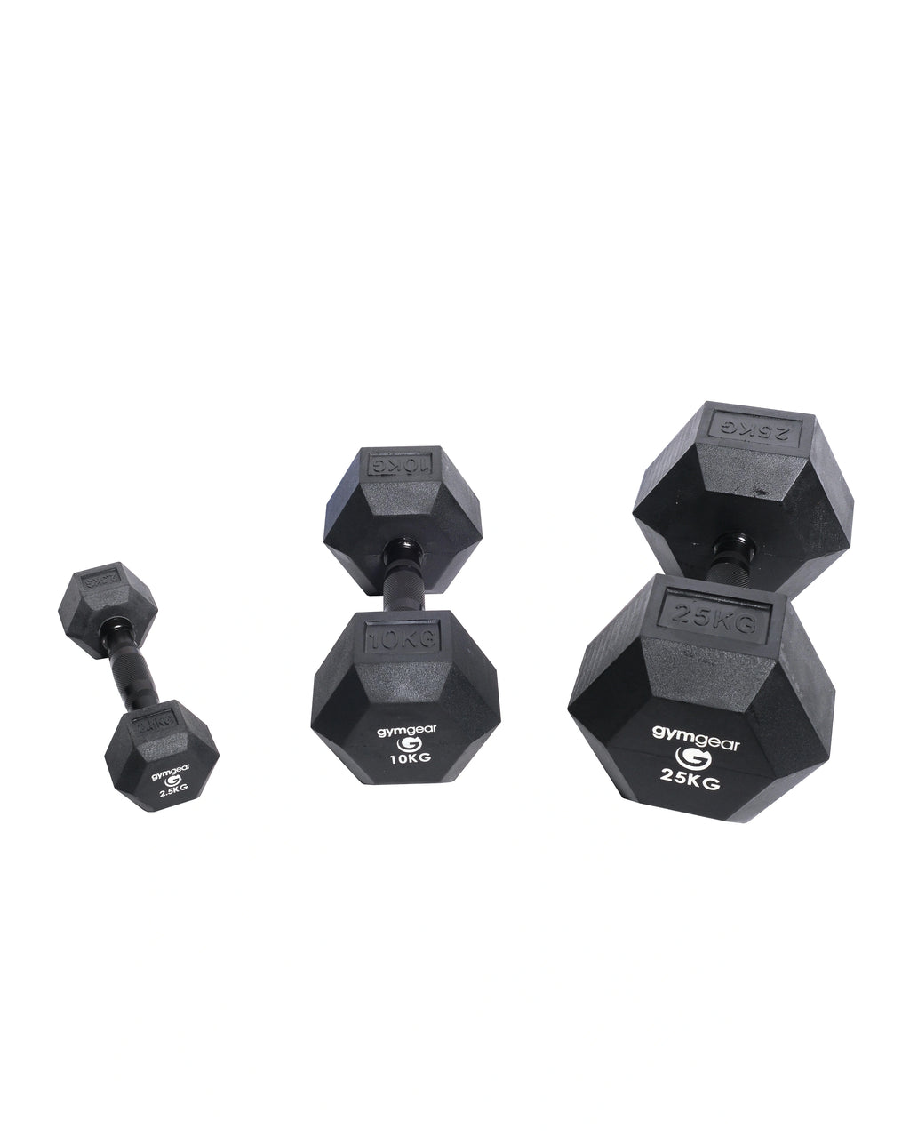 Rubber Hex Dumbbells (Black Handles)