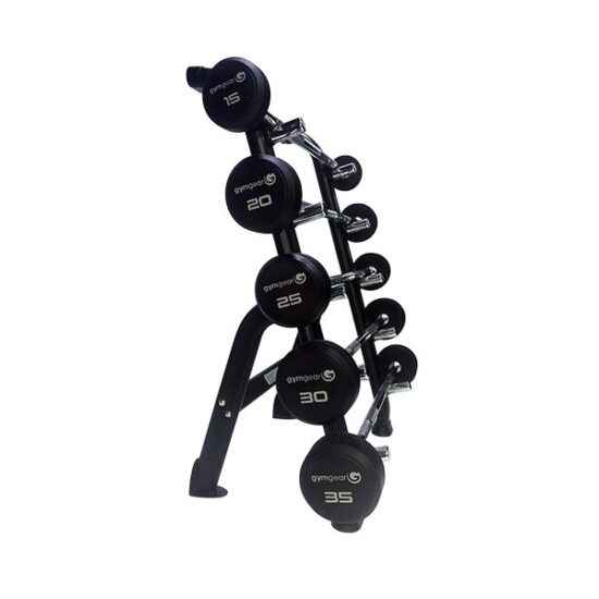 Rubber Barbell Sets in Rack