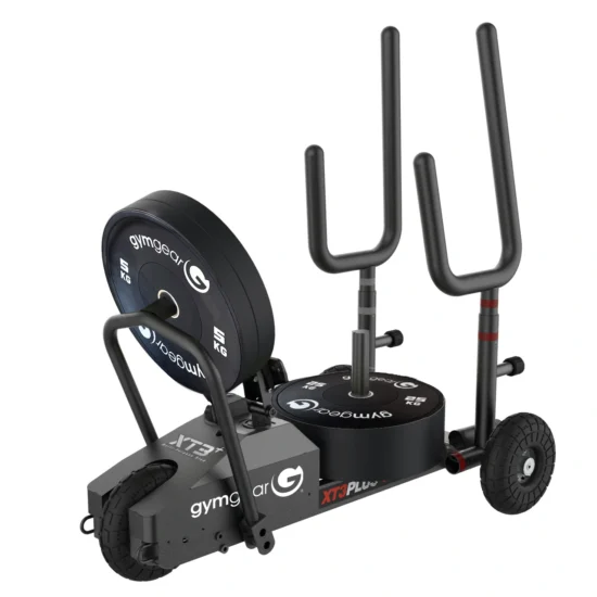 XT3 Power Sled V2 Front Angled View With Weight Plates