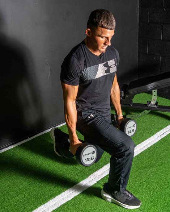 Urethane Dumbbell In Use Lunges