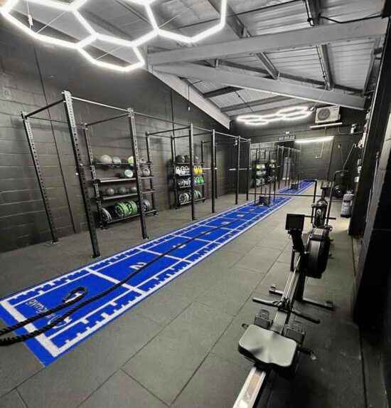 blue sprint track gym