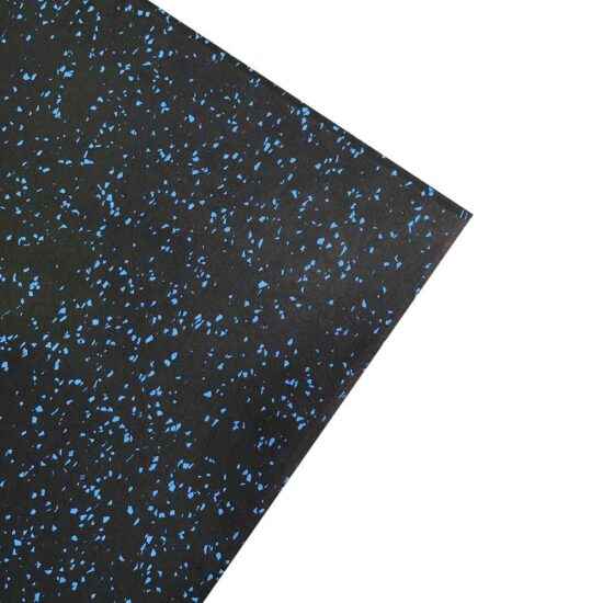 Close Up Corner of Premium Rubber Tile Blue Fleck