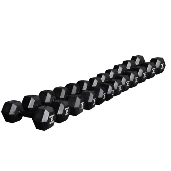 Rubber Hex Dumbbell Set 12.5 to 40kg