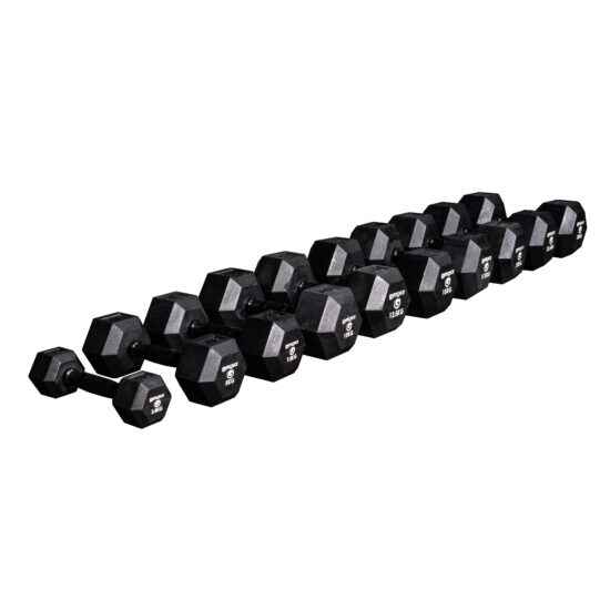 Rubber Hex Dumbbell Set 2.5 to 25kg