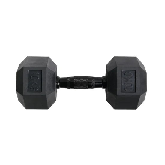 10kg Rubber Hex Dumbbell Black Handles